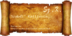 Szabó Kalliszta névjegykártya